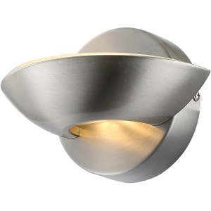 Moderne LED-Wandleuchte SAMMY in Nickel matt. Elegante Wandlampe für Innenräume mit warmweißem Licht.