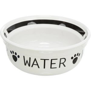 Weißer Keramik Hundenapf „Water“ von Trixie, Ø 20 cm, mit schwarzen Details.