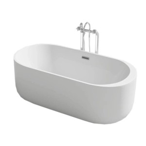 Jet-Line Freistehende Badewanne Wetzikon 170 x 80 cm Acryl Weiß inkl. Ab- und Überlauf