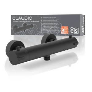 Eisl Thermostat-Duscharmatur Claudio, Schwarz Matt. Elegante Badarmatur für Dusche.