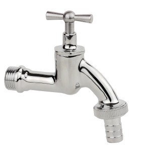 Chrom Auslaufventil mit Knebelgriff, 1/2 und 3/4 Zoll Anschluss für Garten und Haus.
