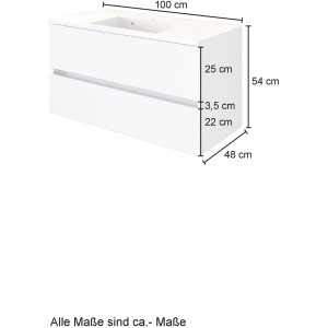 Held Möbel Einzelwaschtisch Bari, 100 cm, Grau Matt, mit zwei Schubladen und Softclose Funktion.