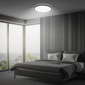 Dimmbares Brilo LED-Panel Slim Sternenhimmel, schwarze LED-Deckenleuchte mit Sterneneffekt.