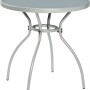 Runder, grauer Gartentisch Suriname, Ø 75 cm. Bistrotisch mit Stahlgestell für Balkon und Terrasse.