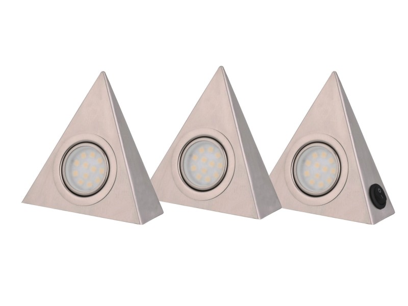 LED-Dreieckleuchte Silber 3 Stück