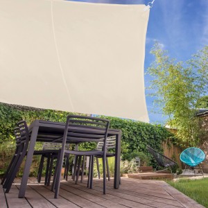Relaxdays Sonnensegel Quadrat Polyester Beige UV Schutz 4 x 4 m
