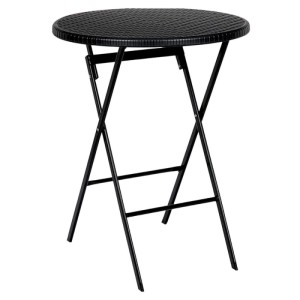 Floordirekt Gartentisch Toyama Klapptisch Rattan-Optik Wetterfest Schwarz Rund Ø 60 cm