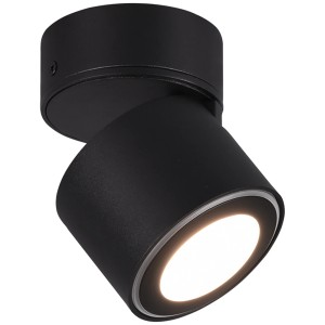 Schwenkbarer, mattschwarzer Trio LED Einbaustrahler/Aufbaustrahler Taurus, 5W, mit warmweißem Licht.