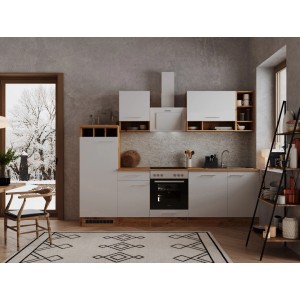 Respekta Küchenzeile 280 cm Weiß-Wildeiche Nachbildung