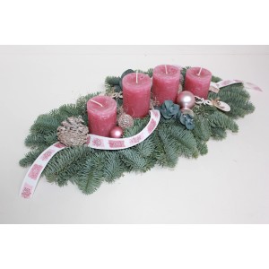 Adventsgesteck Trendkerze 55 cm Altrosa