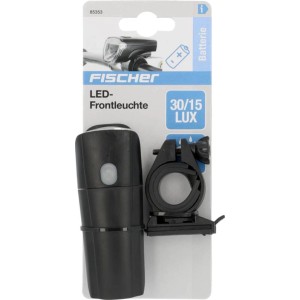 Fischer LED-Batterien-Frontlicht 40 Lux mit Lenkerhalterung, geeignet für Fahrräder.