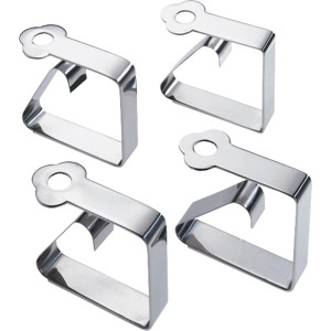 Wenko Tischtuchklemmen 4er-Set aus Edelstahl, Nahaufnahme.