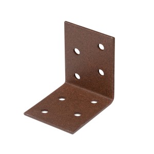 Alberts Duravis Winkelverbinder, rostbraun, 50x50x40 mm, mit Löchern für Schrauben.