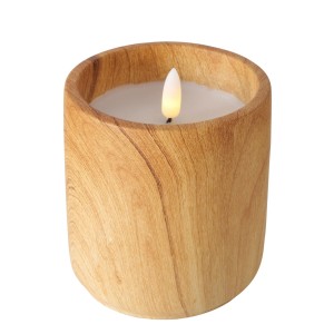 Boltze Home LED-Kerze Yuna in Natur, Holzoptik, Ø 9 cm.