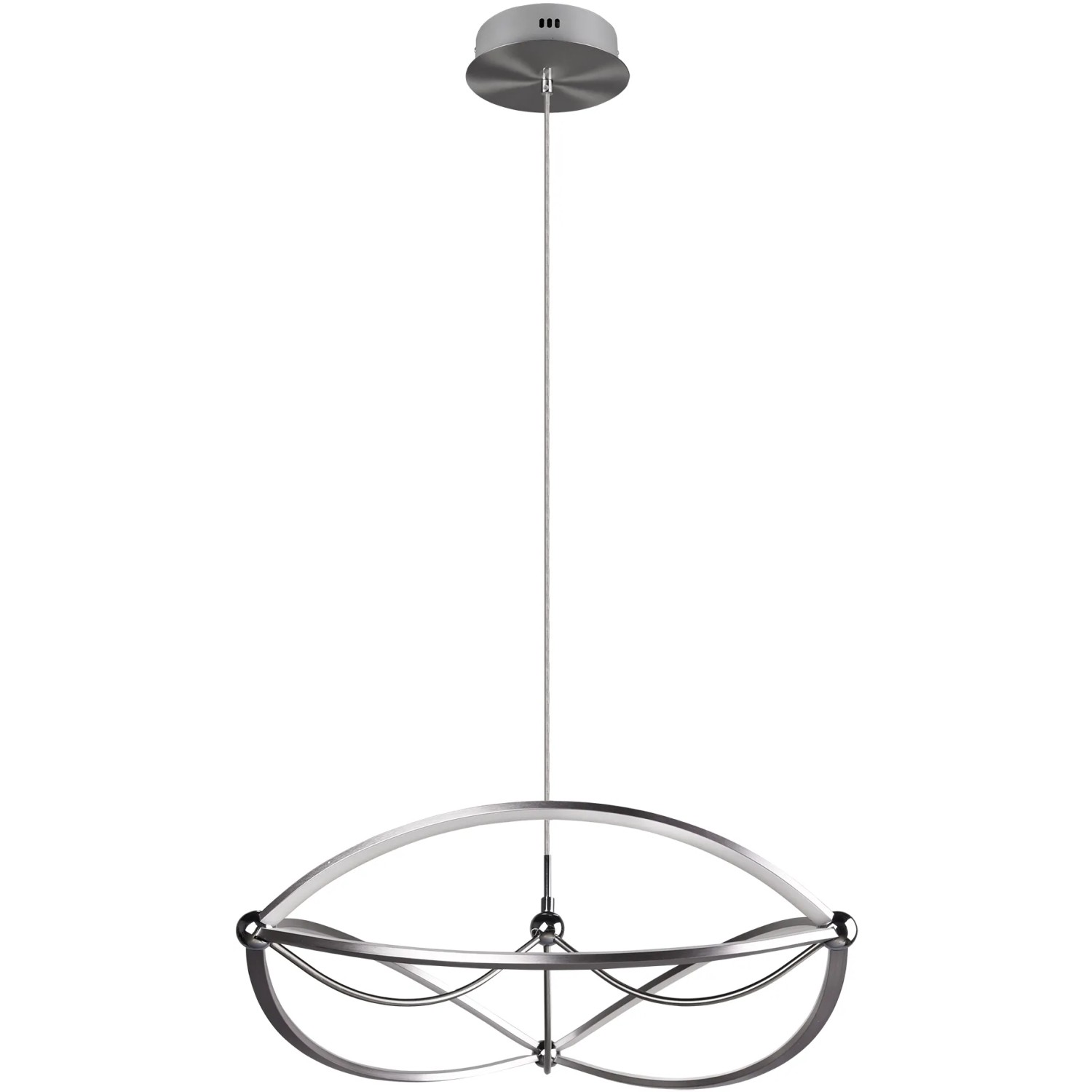 Moderne Trio LED Pendelleuchte Charivari in Nickel matt, 62x62x150cm. Elegante Hängelampe für Esszimmer.