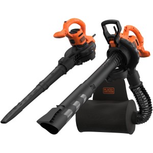 Black+Decker 3-in-1 Elektro-Laubsauger und Bläser (2.900 W) mit Fangsack und Blasrohr.