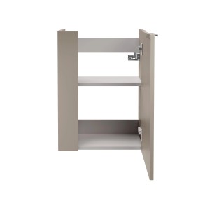 Fackelmann Mini-Waschtischunterschrank SBC, Cubanit Grau, offene Tür mit Einlegeböden.