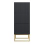 Selsey Schuhschrank Veldio Rillenfront Goldfarbenes Gestell Schwarz 50 cm_6