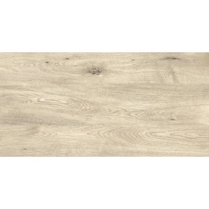 Matte, glasierte Bodenfliese aus Feinsteinzeug in heller Holzoptik für Innen- und Außenbereiche.