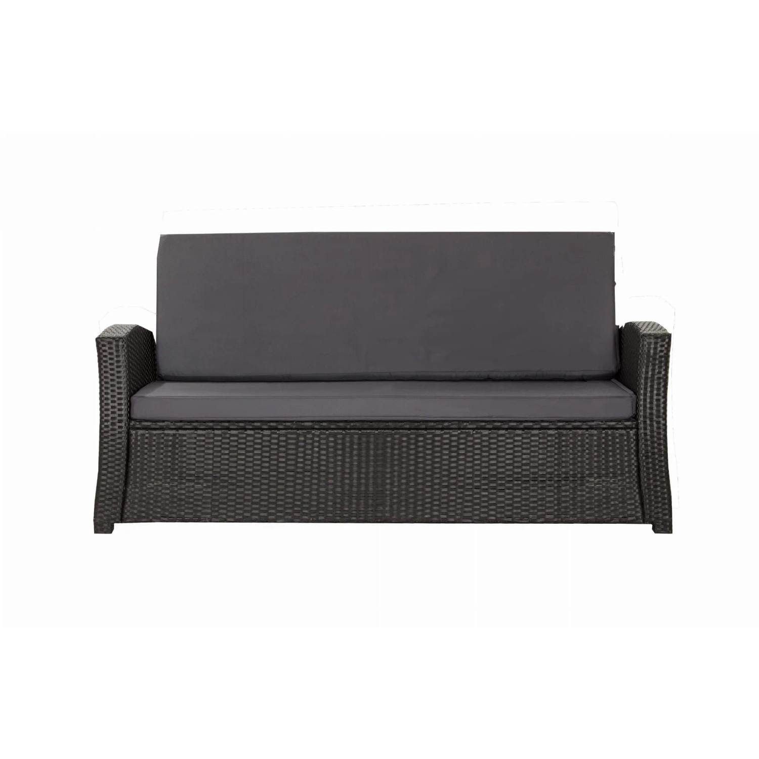 Anthrazitfarbenes Gartenkissen-Set für 2-Sitzer Polyrattan Gartensofa (120x60x50 cm).