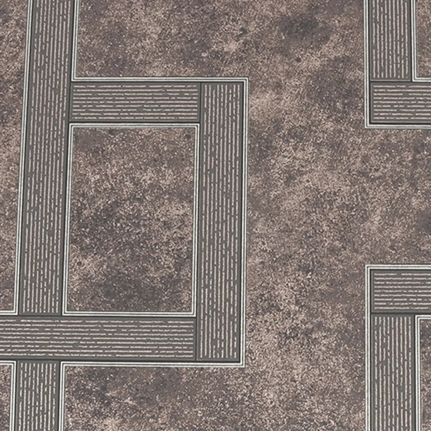 Boutique Vliestapete Gilded Greek Key Smokey Quartz mit geometrischem Muster.