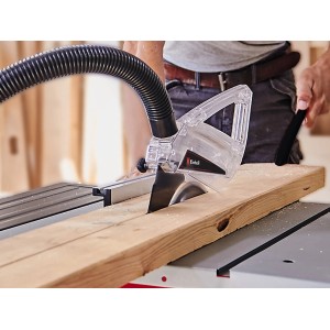 Einhell Kreissägeblatt HM Ø 250 mm im Einsatz beim Sägen von Holz auf einer Tischkreissäge.