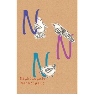 Komar Wandbild ABC Animal N, 50x70 cm mit bunten Buchstaben und Vogelmotiven.