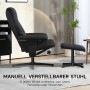 Schwarzer HOMCOM Relaxsessel mit Hocker. Manuell verstellbare Rückenlehne bis 135 Grad. Komfortabler Loungesessel.