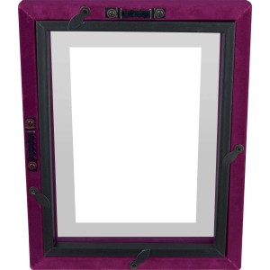 Magenta Bilderrahmen in Samtoptik, 10x15 cm, Rückseite mit Aufhängern.