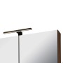 Detailaufnahme Spiegelschrank mit LED-Lampe des Badmöbel-Sets Cleo in Holzoptik Anthrazit.