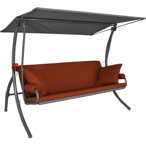 Angerer Hollywoodschaukel Elegance Joy 3-Sitzer Terracotta mit Liegefunktion und Sonnendach.