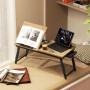 HOMCOM Laptoptisch Eiche/Bambus, höhenverstellbar, neigbare Platte für Laptop/Buch, mit Schublade. Ideal für Bett/Sofa.