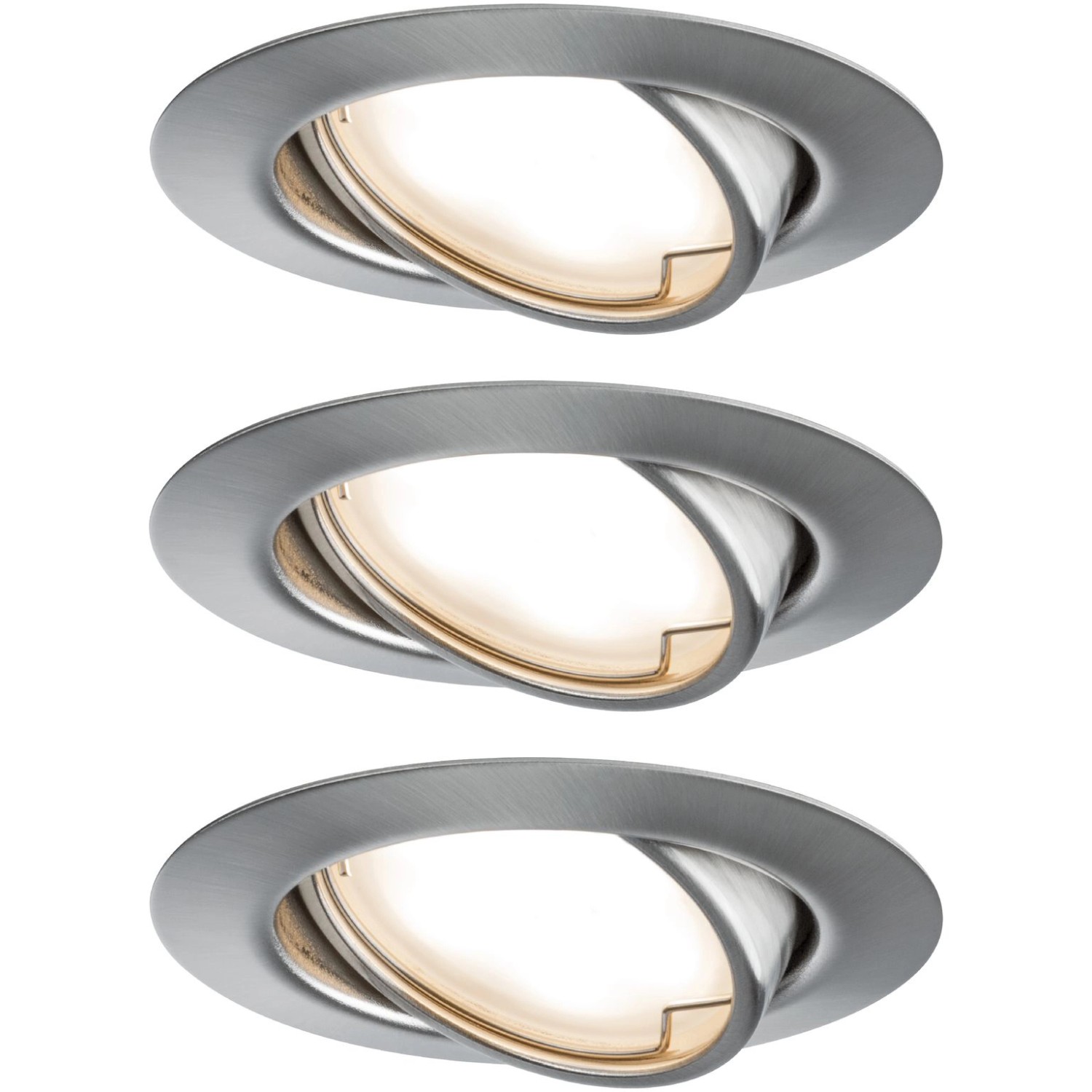 Paulmann LED-Einbaustrahler Base Coin, 3er Set, schwenkbar, Eisen gebürstet.