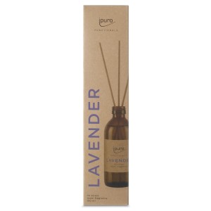 Ipuro Raumduft Lavender 150ml im Karton: Duftflasche mit Holzstäbchen für entspannenden Lavendelduft.