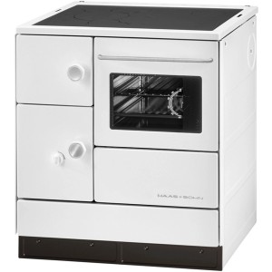 Weißer Haas+Sohn Küchenofen mit Kochplatte und Backofen, 7,5 kW Leistung.