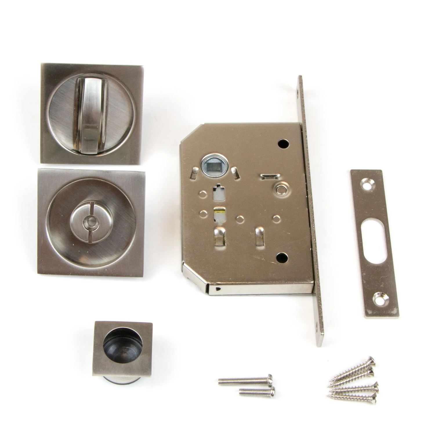 Emuca Set aus Schlösser Set für Schiebetüren mit Vierkantriegel Stahl Nickel Satiniert_4