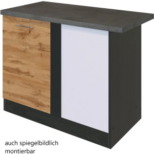 Held Möbel Eckunterschrank Sorrento, 110x85x60 cm, Wotan-Grafit Dekor, mit Tür und Einlegeboden.