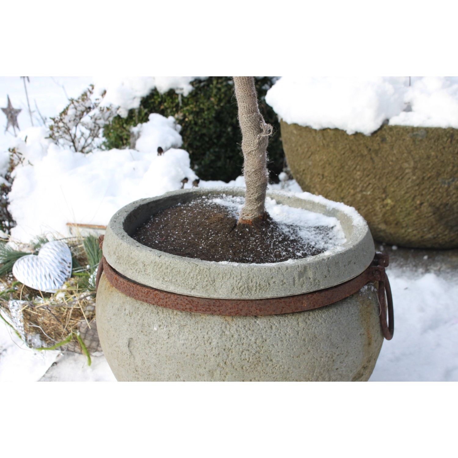 Videx Garden Kokosscheibe, Ø 25cm, dunkelbraun, schützt Topfpflanze im Winter vor Frost.