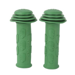 Grüne Fischer Lenkergriffe Kids mit Aufprallschutz und kindgerechtem Design.
