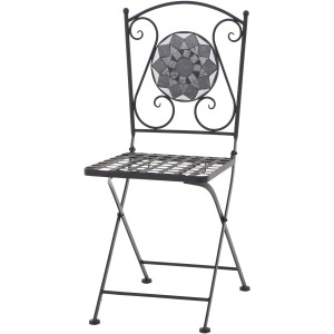 Siena Garden Klappsessel Como, Stahl, grau, mit Mosaik-Optik. Dekorativer Gartenstuhl für Balkon und Terrasse.