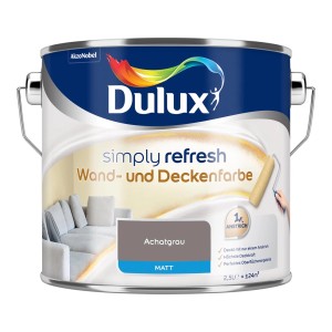 Farbeimer Dulux Simply Refresh Achatgrau matt, Wand- und Deckenfarbe.