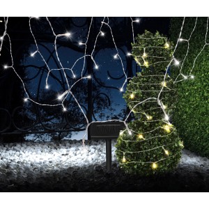 Globo LED-Solarlichterkette mit 120 transparenten LEDs, 20 m lang, für den Außenbereich.