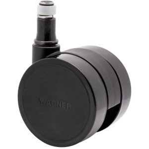 Schwarze Wagner Drehstuhl-Doppelrolle, 5er Set, konkav, Ø 5 cm. Rolle für Bürostühle.