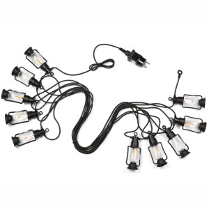 Schwarze Lamkur Gartengirlande, 10 Meter lang, mit Laternen-förmigen Lampen.