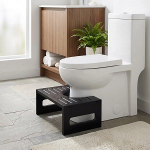 Relaxdays Toilettenhocker Bambus Schwarz mit Schaumstoffschonern 18,5 x 43,5 x 28 cm 2,2 kg