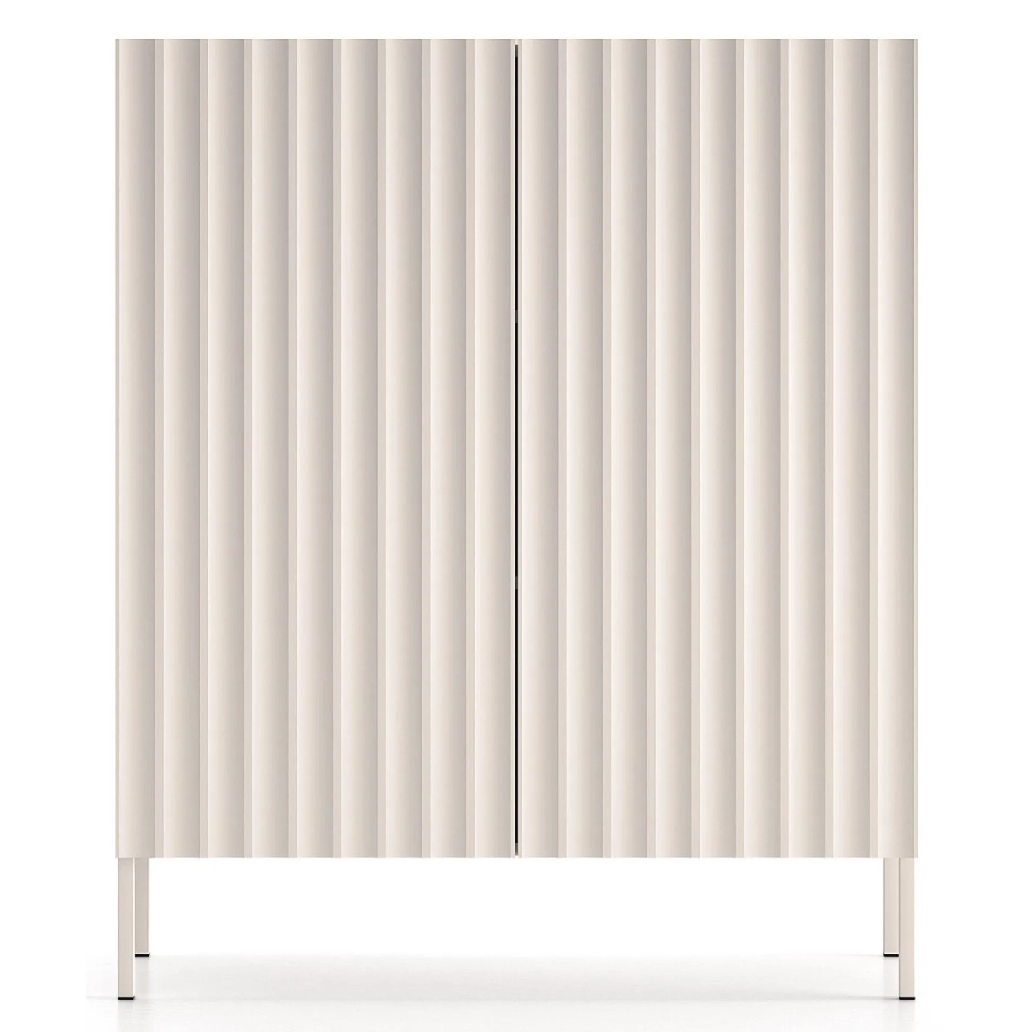 Selsey Highboard Derriva, zweitürig, Kaschmir, mit gerillten Fronten und schlanken Metallbeinen. Modernes Sideboard.
