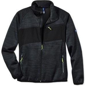 Strick-Softshelljacke Steinbach in Anthrazit-Meliert-Schwarz, Arbeitskleidung mit Reißverschluss und Taschen.