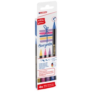 edding 1340 Glitzerstifte, 4er-Set in blau, pink, gelb und lila. Ideal zum Schreiben und Malen.
