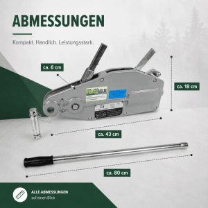 TRUTZHOLM Seilzug 800 kg Greifzug Seilwinde Forstseilwinde Offroad Winde 0,8t 20 m Seil