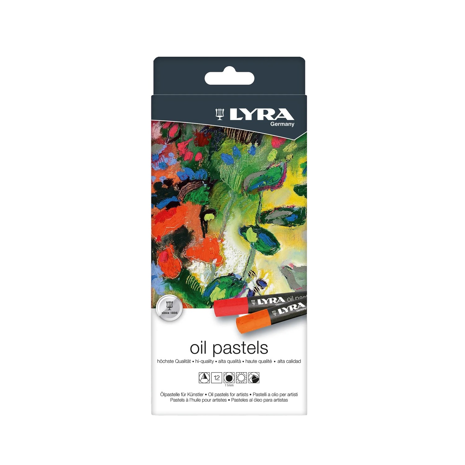 Lyra Öl-Pastellkreiden, 12 Farben im Kartonetui. Hochpigmentierte Ölfarben für Künstler.